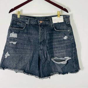 Arizona High Rise Black Denim Shorts w Rips Size Juniors 17 NWT